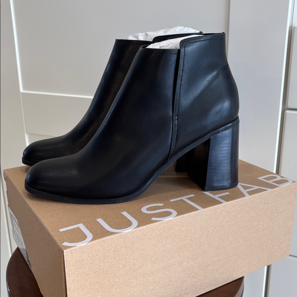 JustFab Sleek Black Ankle Booties
